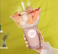 Vente en gros de barquettes transparentes noires en PP de 500 ml, 700 ml et 1000 ml pour jus, boissons et en-cas avec logo personnalisé imprimé UV