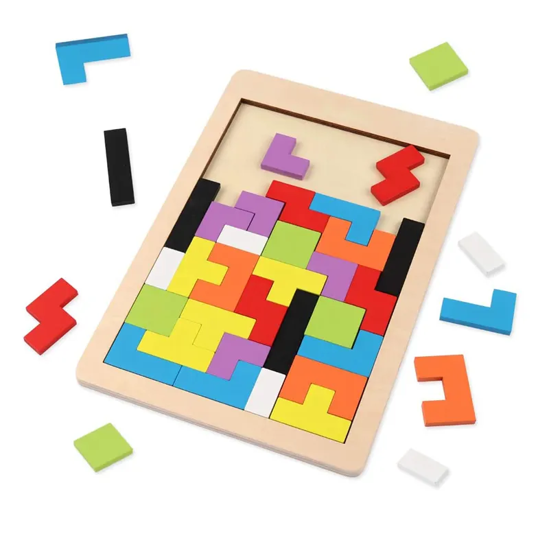 Wooden brain teasers puzzle toy baby Montessori educational gift 3D Russian blocks game puzzle tangram jigsaw intelligence toy