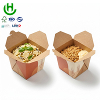 Boîte alimentaire en carton kraft brun avec logo personnalisé, résistante à la graisse, étanche, emballage à emporter, boîte à kebab jetable, conteneur pour la restauration rapide