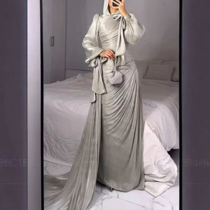 Y-4 Abbigliamento Islamico Moda Modesta Caftano Abito di Lusso in Organza da Donna Lucido ed Elegante con Volant Abito da Sera - Product Image 3