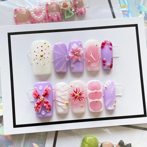 Ongles 3D de luxe faits main, design personnalisé, vernis <span class=keywords><strong>gel</strong></span>, stiletto, acrylique, ongles à presser, manucure glamour en <span class=keywords><strong>gel</strong></span> UV sculpté - Product Image 4