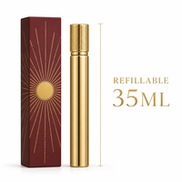 Flacons de parfum vides format voyage 35 ml, 480 pièces, boîte de présentation noire, atomiseur rechargeable, vente en gros, logo personnalisé