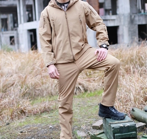 HBSP09 Vêtements de sport d'hiver pour l'extérieur, veste et pantalon softshell, combinaison thermique, doublure en polaire, imperméable et coupe-vent, pour la chasse au combat - Product Image 4