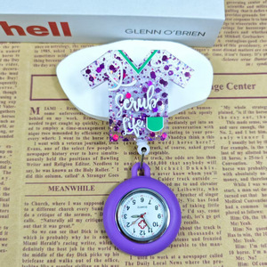 Montres à clipser pour médecins, montres à gousset avec aiguille des secondes, montres de poche avec coque en silicone, montres de poche avec porte-badge rétractable - Product Image 2