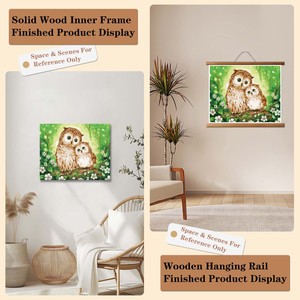 ภาพวาดระบายสีตามตัวเลข DIY รูปนกฮูกสองตัวในป่า ขนาด 40*50 ซม. มีทั้งแบบไม่มีกรอบและแบบมีกรอบ มีแบบม้วนได้ น่ารัก ตกแต่งผนังบ้านสไตล์โมเดิร์น พิมพ์ลาย - Product Image 6