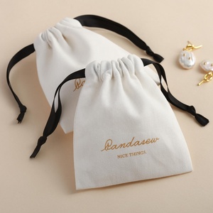 PandaSew Custom Logo <b>White</b> Luxury Twill Cotton Jewelry Packaging <b>Bag</b> <b>Small</b> Gift Jewelry Pouch - Product Image 6