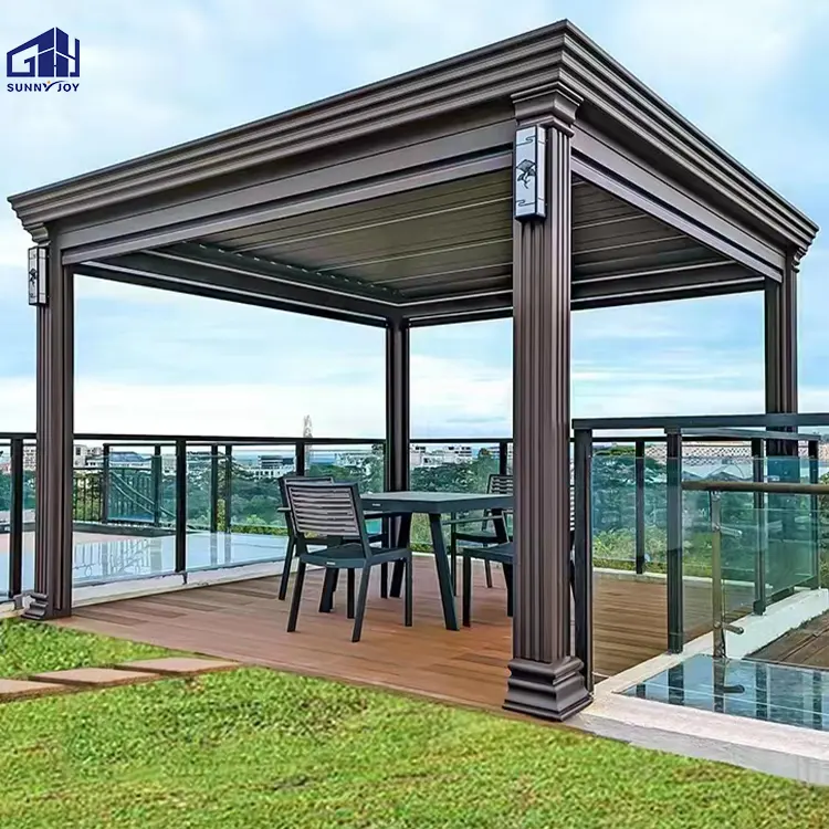 최신 금속 루버 가격 전기 방수 알루미늄 Pergola 파빌리온 정원 Pergolas 및 Gazebos에 대한 알루미늄 Pergola