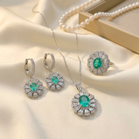HUIYUE Ensemble de bijoux de luxe en argent 925 plaqué or avec fleurs de marguerite et de tournesol cultivées en laboratoire, comprenant boucles d'oreilles, collier et bague, idéal pour un cadeau