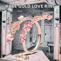 Fabrieksgroothandel Rosegoud 18K verguld dames paar nautische stijl koperen hart edelsteen bruiloft Valentijnsdag cadeau