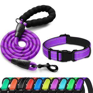 <span class=keywords><strong>Collar</strong></span> y correa para perro con logotipo personalizado, Conjunto personalizado de nailon reflectante de lujo, <span class=keywords><strong>collar</strong></span> y correa para perro, collares y correas - Product Image 1