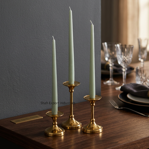 Gold Plated Home and Wedding Decor Vintage Style Brass Metal <b>Taper</b> <b>Candle</b> Holder for Tabletop Lighting Decoration - Product Image 4
