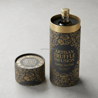 Cylindre en papier spécial sur mesure pour huile de truffes de luxe et condiments gastronomiques, avec logo de marque personnalisé et plateau intérieur sur mesure