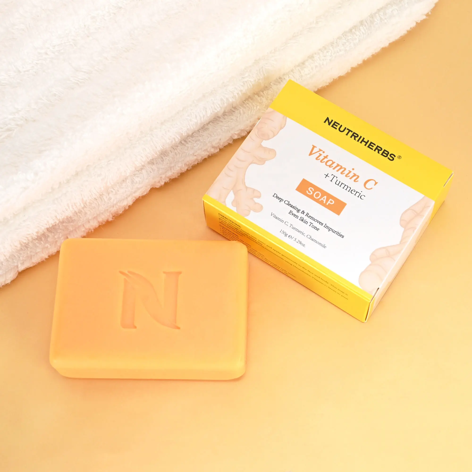 Neutriherbs Private Label aydınlatıcı cilt beyazlatma yüz vücut banyo Anti akne C vitamini zerdeçal sabun