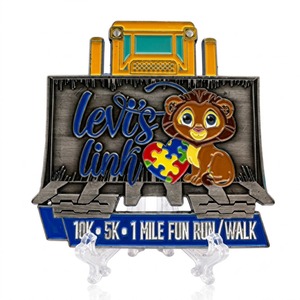 Médaille personnalisée de sensibilisation <span class=keywords><strong>à</strong></span> l'autisme avec motif cœur puzzle et lion de dessin animé, <span class=keywords><strong>pour</strong></span> les événements éducatifs spéciaux, les courses et laures de lauréats de collectes de fonds - Product Image 4