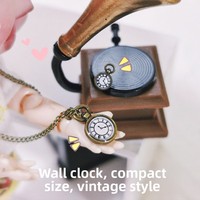 Aksesori Rumah Boneka 1:12 Jam Tangan Logam Mini Tuo Jam Saku Meja Gantung Miniatur Makanan Mainan Model Dekorasi Adegan Ornamen