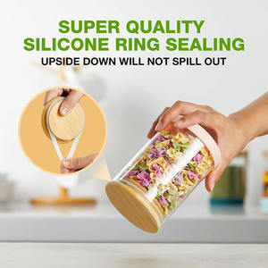 Récipients d'avoine <span class=keywords><strong>de</strong></span> nuit avec couvercles et cuillères Pot <span class=keywords><strong>de</strong></span> préparation <span class=keywords><strong>de</strong></span> repas à salade avec couvercles en bambou pour céréales à salade <span class=keywords><strong>de</strong></span> pouding aux graines <span class=keywords><strong>de</strong></span> <span class=keywords><strong>chia</strong></span> - Product Image 4