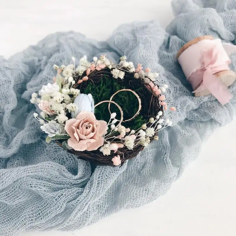 Caja de anillo de boda creativa, Nido de Pájaro