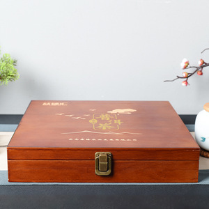 Boîte à thé en bois Caoxian, boîte rectangulaire pour thé Pu'er, emballage personnalisable, conteneur de rangement - Product Image 1