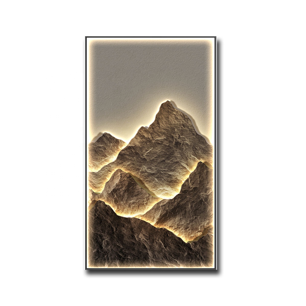 Modern Light Luxury Wall Art Decor Sunshine Gold Mountain Luminous Crystal Porcelain Painting Led Wall Artfor Hotel Decoration