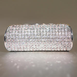 Anello da Cocktail Geometrico Dj091 da Donna con Strass Creati in Laboratorio e Micro Pavé, Anello alla Moda per Feste - Product Image 6