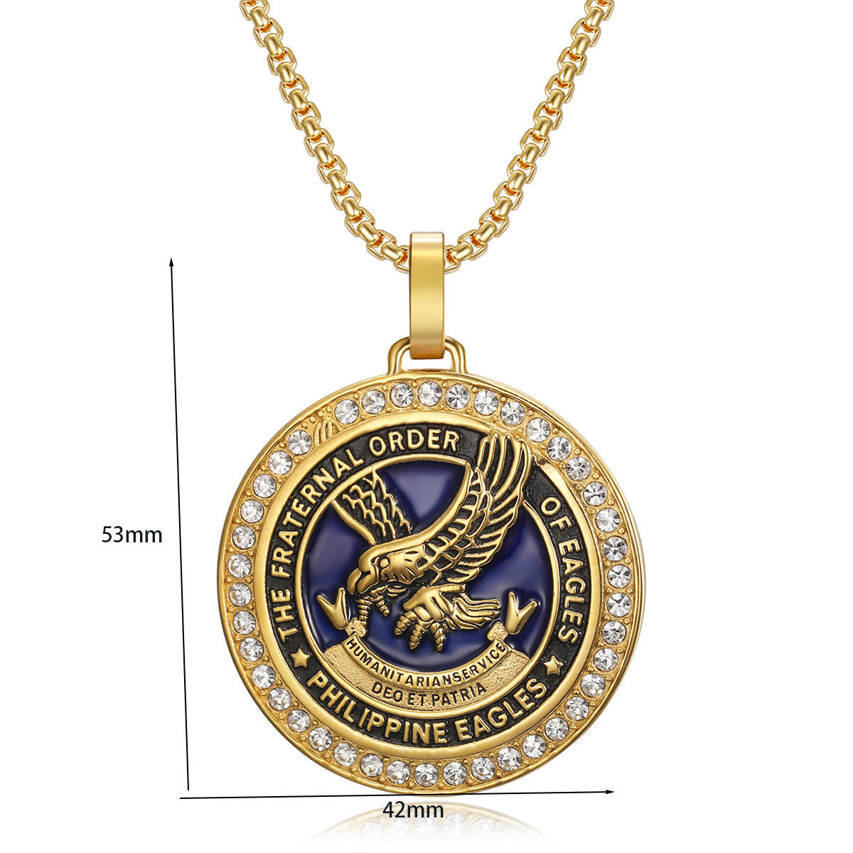 จี้เดี่ยวสีน้ำเงินทองไม่มีโซ่