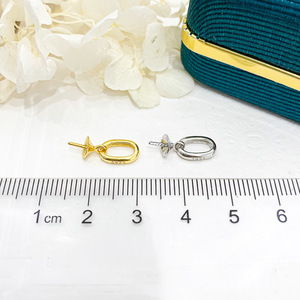 Colgante de Plata S925 con Cuentas Redondas de 10-15 mm, Accesorios de Perlas para DIY, Colgante de Moda para Collar, Base Chapada en Oro 30869 - Product Image 3