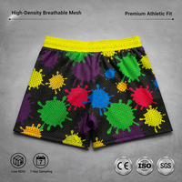 Shorts en maille RAMAX personnalisés à imprimé éclaboussures colorées, respirants, épais, style streetwear, pour le basketball, vente en gros, usine OEM