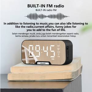 Reloj de escritorio inalámbrico, altavoz de dientes azul con Radio FM, LED, reloj despertador, Subwoofer, reproductor de música - Product Image 6