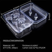 Boîte d'emballage transparente à charnière en plastique (6 unités) pour biscuits, desserts, pâtisseries, muffins, cupcakes, avec impression en relief pour aliments