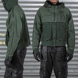 Sudadera con Capucha de Lona de Algodón para Hombre KingSen de Alta Calidad, con Cierre, Lavado Ácido, Estilo Urbano Invernal, Bordada - Product Image 1