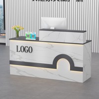 QT-223X Comptoir de réception lumineux incurvé moderne et minimaliste en panneau artificiel de 100 cm pour magasins de vêtements et instituts de beauté
