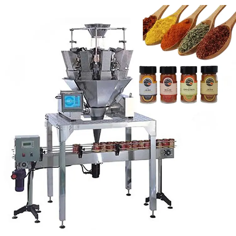 Automatic Bottle Packing Line Spices Granule Powder Weighing Filling Machine