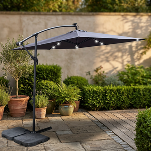 Sombrilla Solar Cuadrada para Patio Exterior de 2.5x2.5M con Luces LED, Impermeable, 8 Varillas, con Manivela, Tela Antracita + Metal, para Mercado - Product Image 3