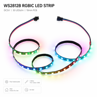 Bande LED numérique adressable WISMART DC5V WS2812B RGBIC SMD5050, 30 LED/m, 10 mm, IP20, PCB noir/blanc, rouleau de 5 m, lumière flexible