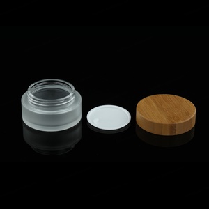 Custom <b>Empty</b> Bamboo Cosmetic Packaging <b>Jar</b> 30ml 50ml 100ml Clear Frosted Wooden Glass <b>Jar</b> With Bamboo Lid - Product Image 5