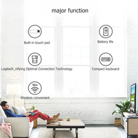 Logitech TV pintar K400 Plus, Notebook Desktop sentuh bisu tanpa kabel Touchpad Keyboard untuk PC Laptop Android