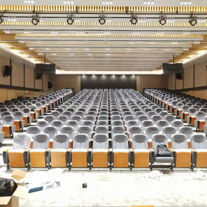 Chaises de théâtre à niveaux Manwa Expo en bois de hêtre gris, avec accoudoirs, pour hôpitaux, écoles et salles de conférence - Product Image 5