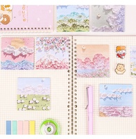 Bloc-notes autocollant avec peinture à l'huile arc-en-ciel, bloc-notes mémo, logo personnalisé imprimé, 8x8, marque Yalong