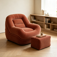 Fauteuil Lounge Arrondi en Velours Côtelé, Siège Unique avec Accoudoir Intégré, Coussin Profond, Compressé Sous Vide, Expédié dans un Seul Carton, OEM ODM VLranlife