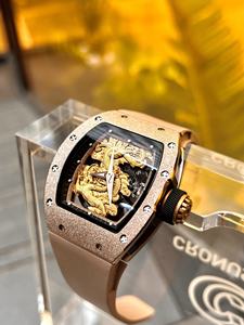 2025년 패션 남성용 자동 기계식 카본 파이버 시계, 투명 백 커버, 중국 용 요소 OEM 손목시계 - Product Image 6