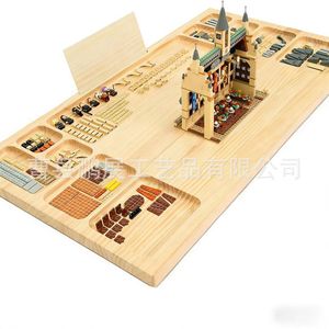 Mesa de construcción de madera con base ranurada, material de pino, ligera, portátil, para juegos infantiles - Product Image 3