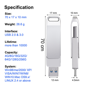 <span class=keywords><strong>ราคา</strong></span>โรงงาน ฮาร์ดดิสก์พกพาแบบหมุนได้ USB 2.0 128GB  วัสดุโลหะ  แฟลชไดรฟ์ USB ภายนอก - Product Image 5