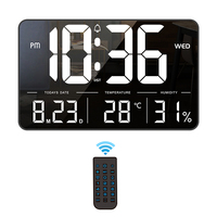 Reloj digital LED inteligente de 13,1 pulgadas con pantalla de temperatura/humedad, control remoto y montaje dual: Brillo automático y modos de alarma múltiple