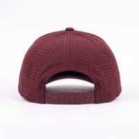 Casquette Snapback de sport d'extérieur imperméable en tissu extensible haute performance avec trous découpés au laser, 5 panneaux, chapeau de golf avec cordon et logo personnalisé