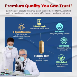 Complesso di estratti di funghi premium. Reishi, Cordyceps, Criniera di Leone ad Alta Potenza Supporto Antiossidante e per la Difesa Immunitaria. Non-OGM. - Product Image 3