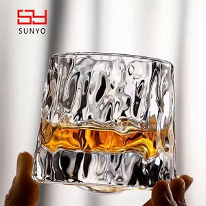 Sunyo Ripple Like Whiskey <strong>Glass</strong> Cup Support Custom Shape and Logo Handmade Lead Free Crystal Rock <strong>Glass</strong> Whiskey <strong>Glass</strong> - Product Image 5
