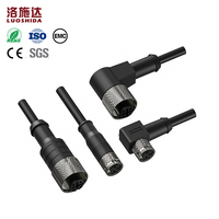 Kabel Steker Penerbangan 3/4-Pin M8/M12 untuk Sakelar Proximitas, 2m, Tipe Lurus/Sudut