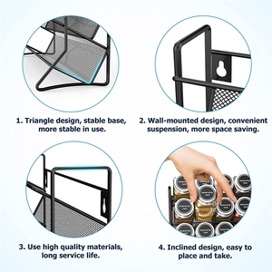 Estante Magnético de Tres Niveles para Especias, Ahorro de Espacio, Negro y Blanco, Estante Magnético para Refrigerador, Organizador de Almacenamiento para Refrigerador - Product Image 3