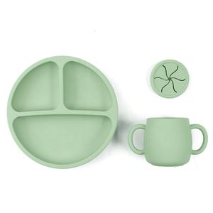 Ensemble d'assiettes en silicone pour bébé, best-seller, avec cuillère et bavoir, antidérapant, compatible lave-vaisselle et micro-ondes - Product Image 6