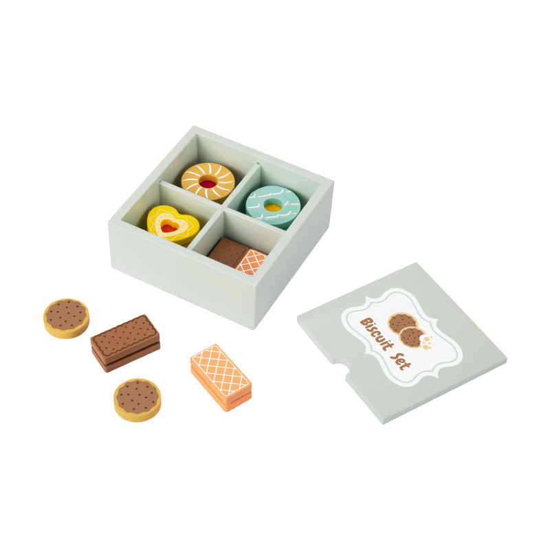 Wooden Biscuit Set Children Pretend Play Cookie Dessert Simulation